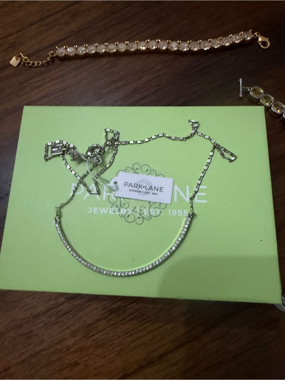 Park Lane Pretty Please Curved Crystal Bar Necklace